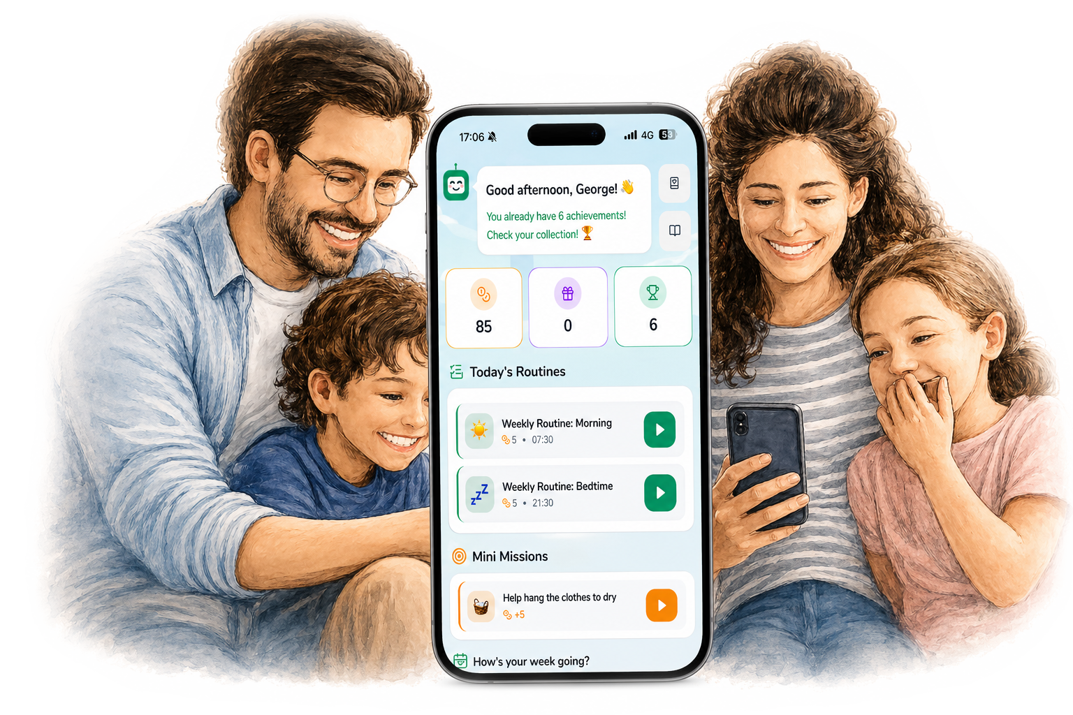 Happy family using Bamu together