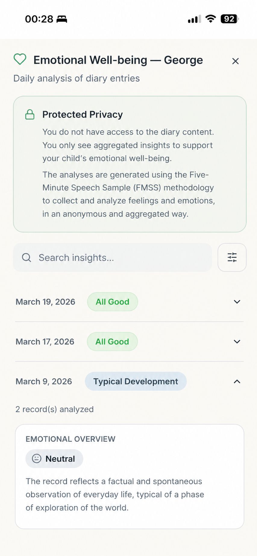 Daily emotional well-being analysis
